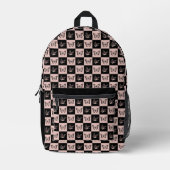 Gecontroleerd roleerd roze en zwart vlinderpatroon bedrukte rugzak (Voorkant)