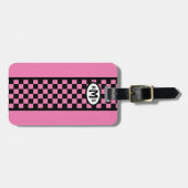 Gecontroleerd roleerd roze monogram Bagagelabel (Voorkant horizontaal)