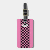 Gecontroleerd roleerd roze monogram Bagagelabel (Voorkant verticaal)