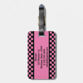 Gecontroleerd roleerd roze monogram Bagagelabel (Achterkant verticaal)