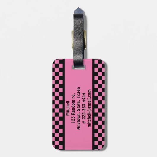 Gecontroleerd roleerd roze monogram Bagagelabel (Achterkant verticaal)