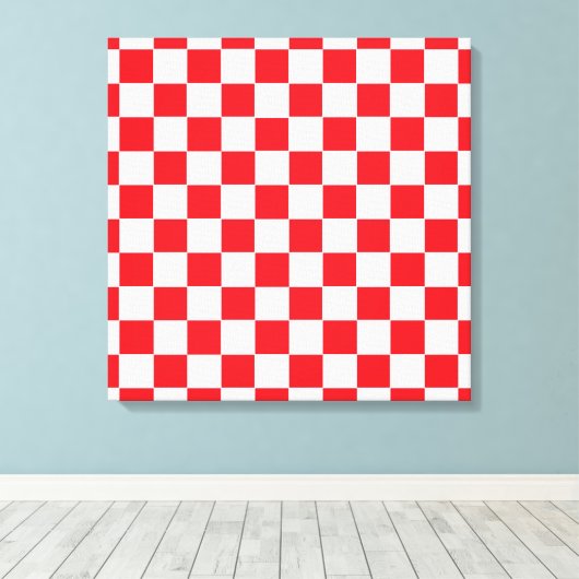 Gecontroleerd rood en wit canvas afdruk (Insitu (Houten vloer))