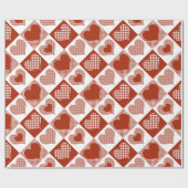 Gecontroleerd rood en wit hart Romantic Love Cadeaupapier (Vlak)