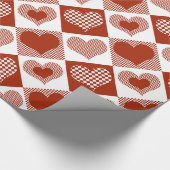 Gecontroleerd rood en wit hart Romantic Love Cadeaupapier (Hoek)