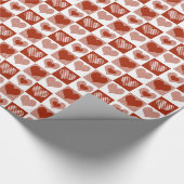 Gecontroleerd rood en wit hart Romantic Love Cadeaupapier (Hoek)