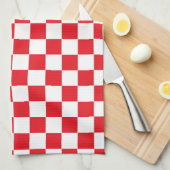Gecontroleerd Rood en Wit Theedoek (Quarter Fold)