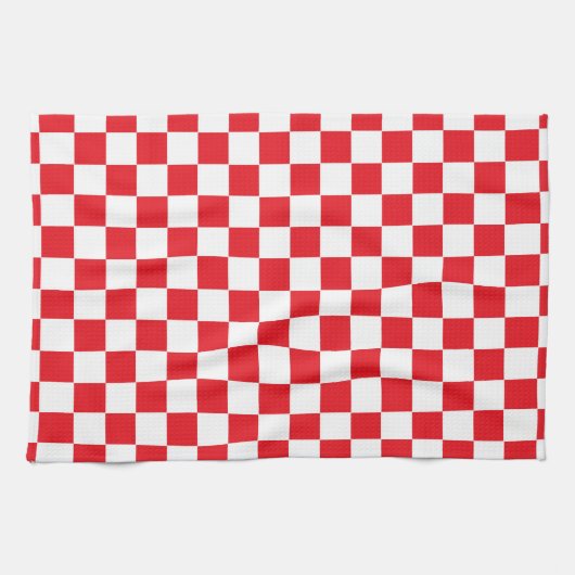 Gecontroleerd Rood en Wit Theedoek (Horizontaal)