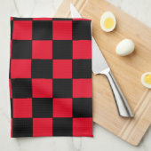 Gecontroleerd rood en zwart theedoek (Quarter Fold)