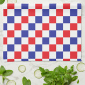 Gecontroleerd rood, wit en blauw theedoek (Gevouwen)