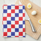 Gecontroleerd rood, wit en blauw theedoek (Quarter Fold)