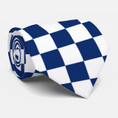Gecontroleerd Royal Blue en White Pattern Stropdas (Opgerold)