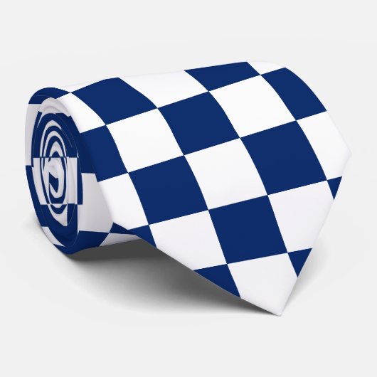 Gecontroleerd Royal Blue en White Pattern Stropdas (Opgerold)