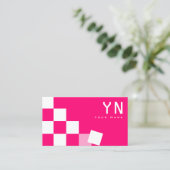 Gecontroleerd Roze en Wit met Monogram & Foto Visitekaartje (Staand voorkant)