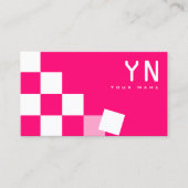 Gecontroleerd Roze en Wit met Monogram Modern Visitekaartje (Voorkant)