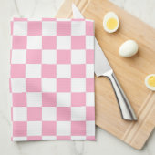 Gecontroleerd Roze en Wit Theedoek (Quarter Fold)