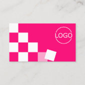 Gecontroleerd Roze en Witte Modern met Logo Stijlv Visitekaartje (Voorkant)
