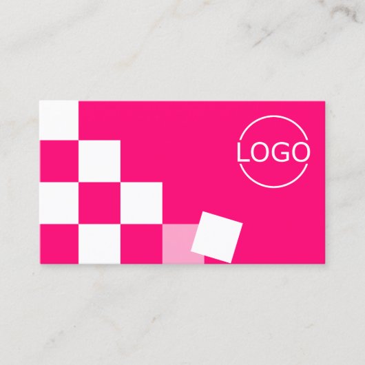 Gecontroleerd Roze en Witte Modern met Logo Stijlv Visitekaartje (Voorkant)