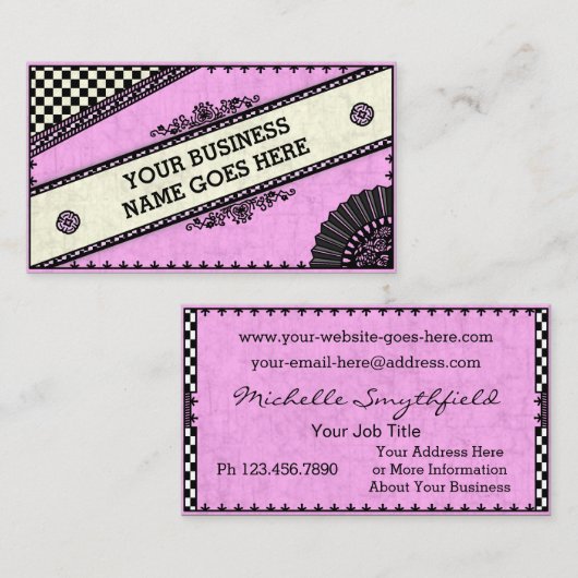   gecontroleerd roze meisje visitekaartje (Voorkant / Achterkant)