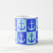 Gecontroleerd scheepsankerpatroon - Ocean Blue Ton Koffiemok (Center)