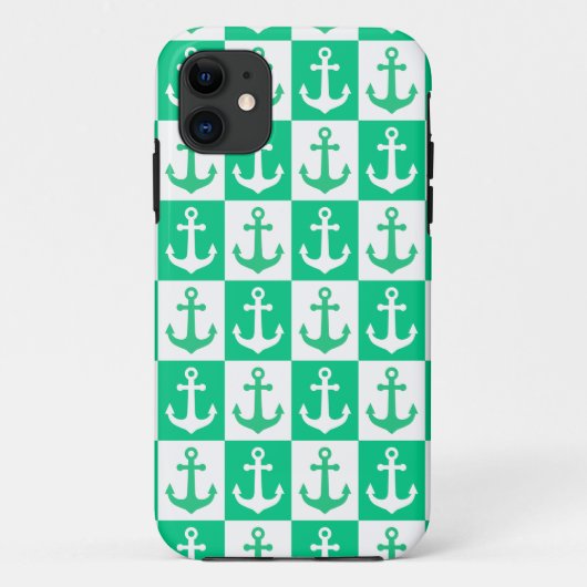 Gecontroleerd scheepsankerpatroon - Ocean Green Case-Mate iPhone Case (Achterkant)