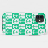 Gecontroleerd scheepsankerpatroon - Ocean Green Case-Mate iPhone Case (Achterkant (horizontaal))