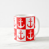 Gecontroleerd scheepsankerpatroon - Rood en wit Koffiemok (Voorkant rechts)