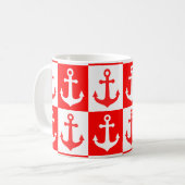 Gecontroleerd scheepsankerpatroon - Rood en wit Koffiemok (Voorkant links)