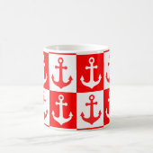 Gecontroleerd scheepsankerpatroon - Rood en wit Koffiemok (Center)