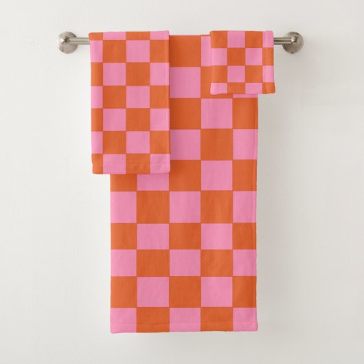 Gecontroleerd Sinaasappel en roze Bad Handdoek (Insitu)