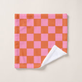 Gecontroleerd Sinaasappel en roze Bad Handdoek (Wasdoekje)