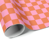 Gecontroleerd Sinaasappel en roze Cadeaupapier (Rol Hoek)