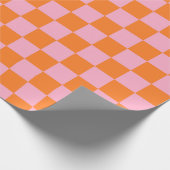 Gecontroleerd Sinaasappel en roze Cadeaupapier (Hoek)