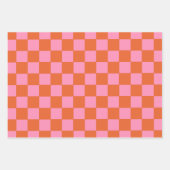 Gecontroleerd Sinaasappel en roze Inpakpapier Vel (Voorkant 3)