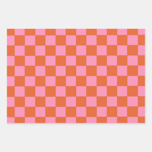 Gecontroleerd Sinaasappel en roze Inpakpapier Vel (Voorkant)