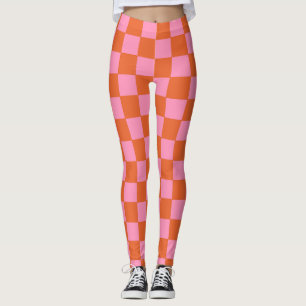 Gecontroleerd Sinaasappel en roze Leggings