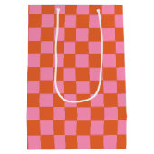 Gecontroleerd Sinaasappel en roze Medium Cadeauzakje (Achterkant)