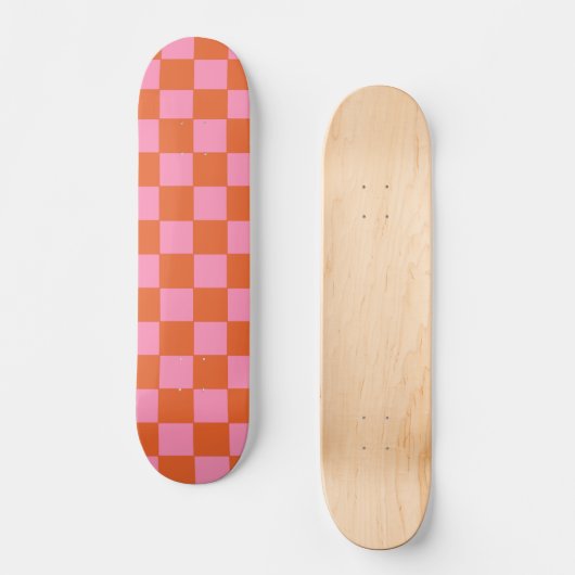 Gecontroleerd Sinaasappel en roze Persoonlijk Skateboard (Voorkant)