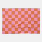 Gecontroleerd Sinaasappel en roze Theedoek (Horizontaal)