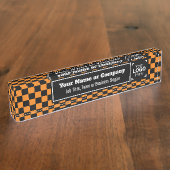 Gecontroleerd Sinaasappel & Zwart - Modern Busines Naambordje (Zijkant)