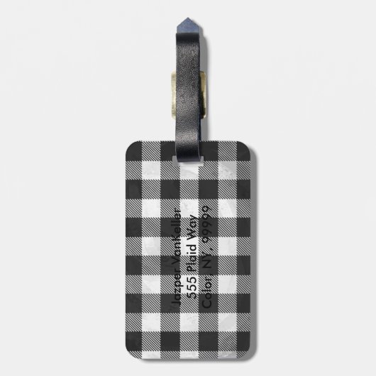 Gecontroleerd, zwart en wit bagagelabel (Achterkant verticaal)