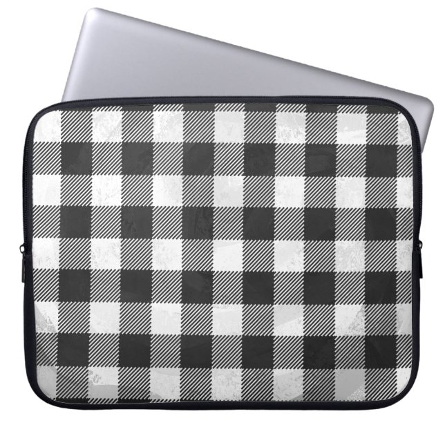 Gecontroleerd, zwart en wit laptop sleeve (Voorkant)