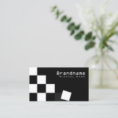 Gecontroleerd zwart en wit stijlvol donkergrijs mo visitekaartje (Staand voorkant)