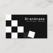 Gecontroleerd zwart en wit stijlvol donkergrijs mo visitekaartje (Voorkant)