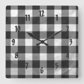 Gecontroleerd, zwart en wit vierkante klok (Voorkant)