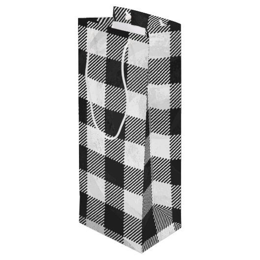 Gecontroleerd, zwart en wit wijn cadeautas (Achterkant Gekanteld)
