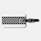 Gecontroleerd zwart monogram bagagelabel (Voorkant horizontaal)