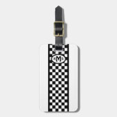 Gecontroleerd zwart monogram bagagelabel (Voorkant verticaal)