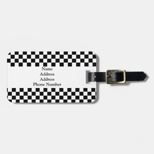 Gecontroleerd zwart-wit, eenvoudig te plaatsen Bag Bagagelabel (Voorkant horizontaal)