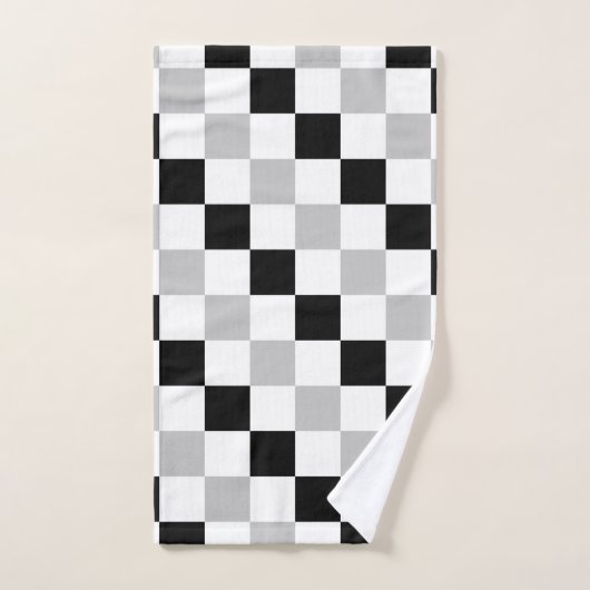 Gecontroleerd zwart, wit en grijs bad handdoek (Handdoek)