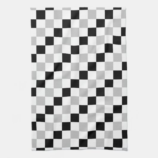 Gecontroleerd zwart, wit en grijs theedoek (Verticaal)